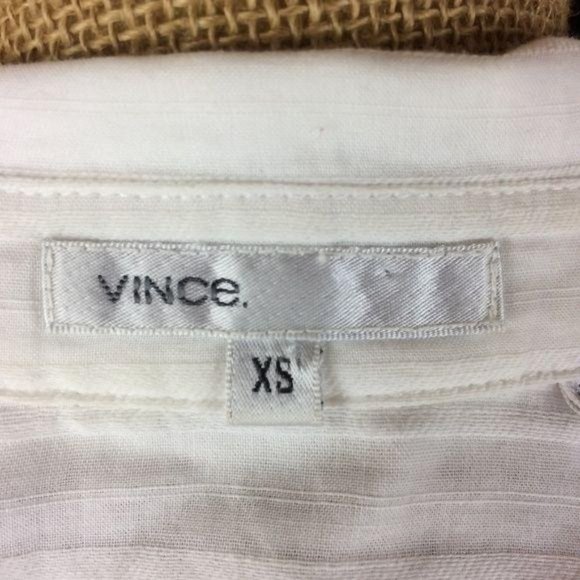 VINCE Women's Size XS White Semi Sheer Drop Waist Blouse Button Up Long Sleeve - Picture 6 of 8